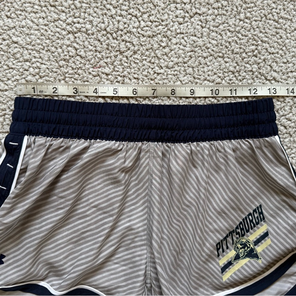 ✝️ Under Armour | LIKE NEW • Gray & Navy University of Pittsburgh Running Shorts - Picture 4 of 7